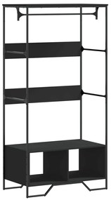 fekete szerelt fa ruhásszekrény 90 x 50 x 180 cm