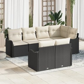 7 részes kertkanapé szett párnákkal Fekete Poli Rattan, 2 személyes kertkanapé párnákkal Fekete Poli Rattan