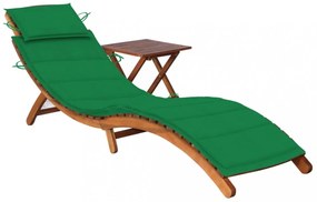 tömör akácfa kerti napozóágy asztallal és párnával