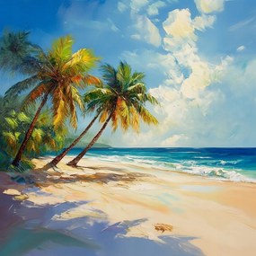 Canvas Vászonkép Tájkép Egzotikus Tengerpart Trópusok Pálmafák Óceán 80x80
