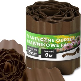 Gyepszegély 15 cm 9 m Kerti Hullámos Paliszád Border Barna Us-t