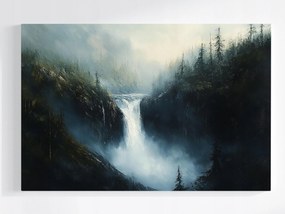 Poszter Tájkép Hegyek Erdő Vízesés Folyó Sötét Természet 60x40