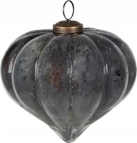 Szürke Hokaido tök alakú üveg karácsonyi gömb 12x12 cm