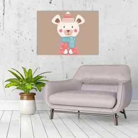 Üveg kép - Egér sállal (70x50 cm)