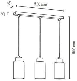 Spot-Light 1720374 - BOSCO 3 ágú függeszték 3xE27/60W/230V