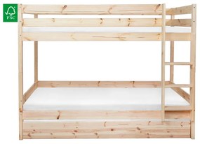 Gyerek emeletes ágy 90 cm Braceaba (tömör fenyőfa) (ágyráccsal). 1116246