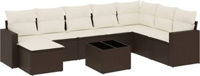 vidaXL 9 részes barna polyrattan kerti ülőgarnitúra párnákkal