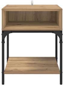 Éjjeli asztal 2 pcs kézműves tölgy 40 x 40 x 50 cm Faanyag