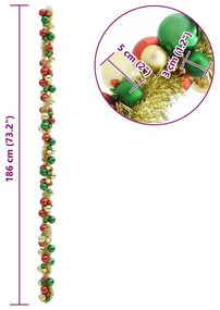 Karácsonyi gömb girland Sokszínű 186 cm Polisztirol