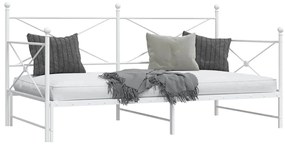Daybed with Trundle without Mattress White 100x200 cm acél