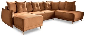 Téglavörös kordbársony kinyitható sarokkanapé (jobb oldali-U alakú) Lazy Lukka – Miuform