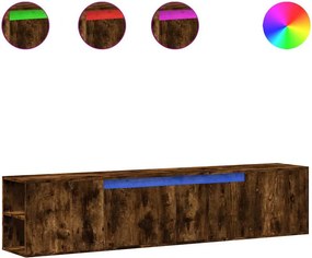 vidaXL füstös tölgy színű fali TV-szekrény LED-del 180 x 31 x 39,5 cm