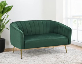 Design kétszemélyes kanapé, sötétzöld Velvet szövet/gold króm-arany, BAGY