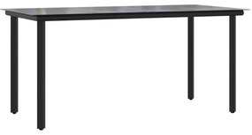 vidaXL 7 részes fekete PVC rattan kerti étkezőgarnitúra