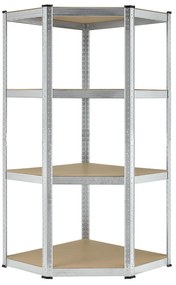 Juskys Sarokpolc - 160x75x40-75 cm - ezüst színű