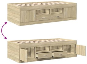 sonoma tölgy kanapéágy fiókkal matrac nélkül 100x200 cm