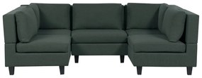 Ötszemélyes kombinálható sötétzöld kárpitozott kanapé UNSTAD Beliani
