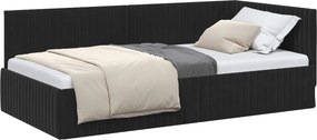 vidaXL Sarokágy keret fejtámlával Fekete 100 cm x 200 cm Bársony