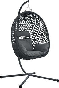 vidaXL Függő tojás szék Antracitszürke és fekete 104 x 100 x 191 cm