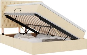 vidaXL Ágy tárolóval és matraccal Krém 140 x 190 cm Poliészter