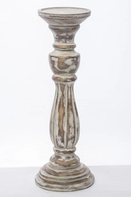 Provence koptatott barna-fehér műanyag gyertyatartó állvány 33x11x11cm