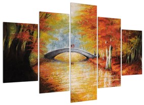Őszi kép egy híd a folyón (150x105 cm)