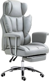 HOMCOM Munkaasztali Szék Fekvő Funkcióval, Ergonomikus Íróasztali Szék, Magasságban Állítható Forgószék Lábbal, Párnázott, Max. 120 kg teherbírású, Ir