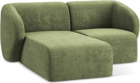 Zöld zsenília sarokkanapé (bal oldali-heverő résszel) Lani – Makamii