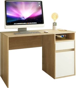PC asztal, sonoma tölgy/fehér, BILI NEW