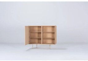 Fehér-natúr színű tölgyfa alacsony komód 118x100 cm Fina – Gazzda