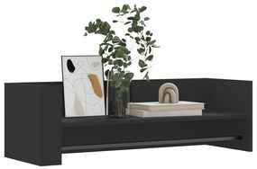 fekete szerelt fa fali polc 100x35x30,5 cm