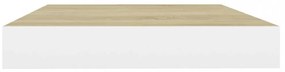 2 db tölgyszínű és fehér MDF lebegő fali polc 40 x 23 x 3,8 cm