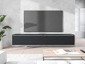TV szekrény Dlana 180 MDF (fekete + fekete gyapjú) (fehér LED világítás). 1106211