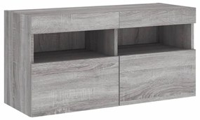 szürke sonoma színű fali TV-szekrény LED-del 80 x 30 x 40 cm