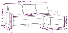 3 személyes sötétszürke szövet kanapé lábtartóval 180 cm