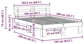 Ágykeret fejtámlával Fehér 160 x 200 cm