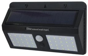LED lámpatest , oldalfali , napelemes , 1.5W , hideg fehér , fekete , kültéri , IP54
