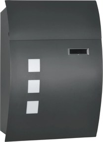 HOMCOM Postafiók Zárral és Tetővel, Fali Postafiók Ablakkal, Horganyzott Acélból, Kültéri Használatra, 32 x 10 x 45 cm, Sötétszürke | Aosom