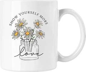 Bögre Virágok Vonalak Divat Művészet 5 Fehér 330ml