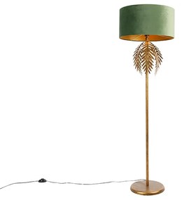 Vintage állólámpa arany velúr árnyalatú zöld színnel - Botanica
