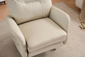 VASHOME Elektromos relaxációs fotel állítható háttámlávalés lábzsámollyal, USB töltővel, Bézs