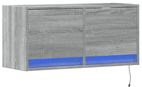 szürke sonoma színű fali TV-szekrény LED-del 80x31x35 cm
