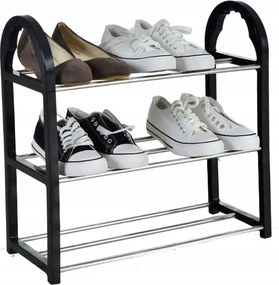 Cipőspolc Szekrény Előszoba Polc 3 Szint Összecsukható Fekete