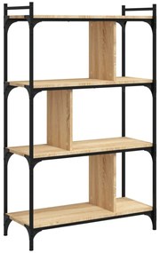 4 szintes sonoma tölgy színű fa könyvespolc 76 x 32 x 123 cm