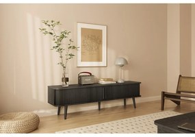 Fekete TV-állvány tölgyfa dekorral 178x50x40 cm Rove – Woodman
