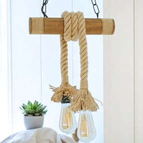 Csillár láncon KOS 2xE27/60W/230V bükkfa