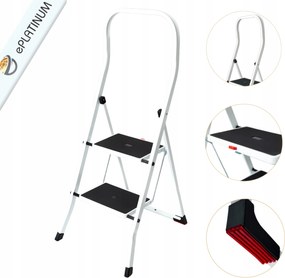 Háztartási Létra 2FOKOZATÚ Összecsukható Acél Létra 150kg Robusztus Tüv Tanúsítvány