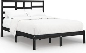 vidaXL fekete tömör fa ágykeret 140 x 190 cm