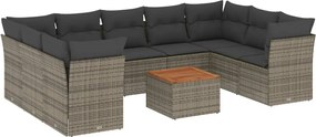 vidaXL 10 részes szürke polyrattan kerti ülőgarnitúra párnákkal