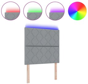 LED Fejtámla Gyémántblokkok Mintázat Világosszürke 100 cm Szövet